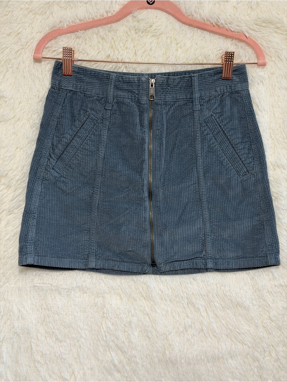 American Eagle Womens Hi Rise A-line Corduroy Mini Skirt 0 Blue Preppy Academia